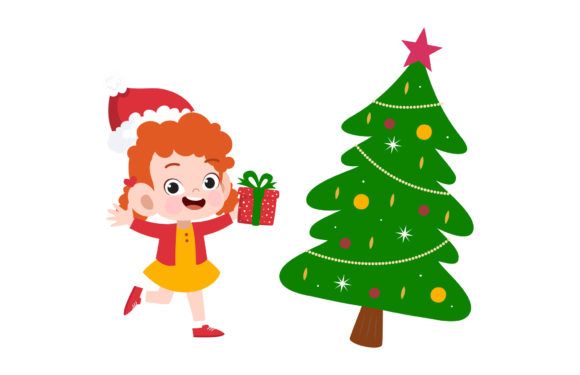 Child Christmas Celebration Illustration for Branding and Design