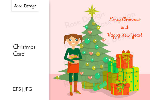 Christmas and New Year Card Illustration for Website Design