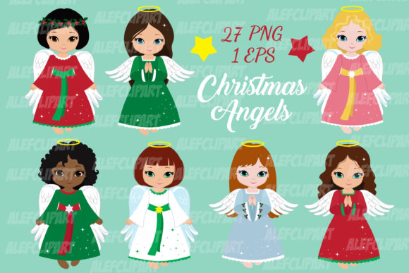 Christmas Angels Holidays Clipart Illustrations