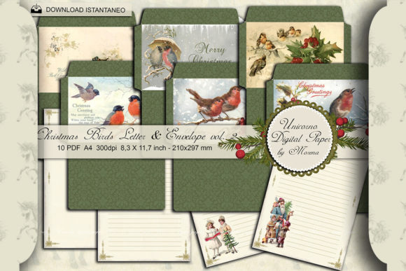 Christmas Birds Letter Envelope VOL 2 Illustrations