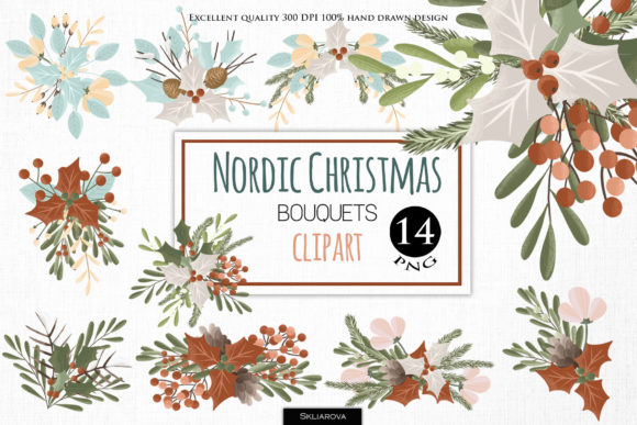 Christmas Bouquets Illustrations for Local Branding