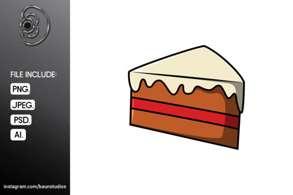 Christmas Cake Slice Cartoon Illustration for Branding