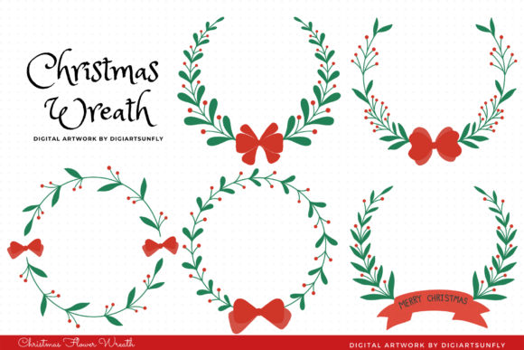 Christmas Flower Wreath Clipart Review