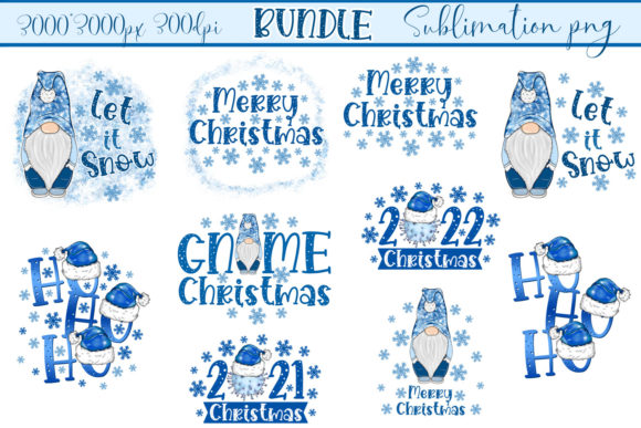 Christmas Gnomes Sublimation Bundle Illustrations