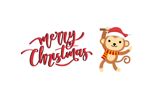 Christmas Monkey Animal Illustration for Digital Product Creators