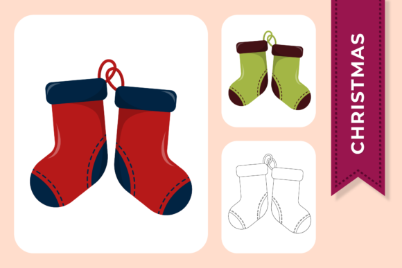 Christmas Socks Cute Decorative Design for Handmade Creations