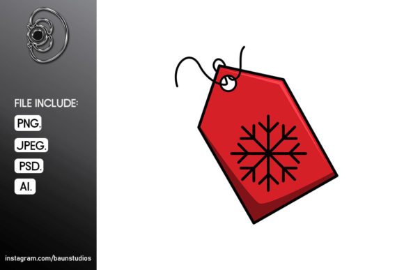 Christmas Tag Cartoon Illustration for Branding and Design Projects