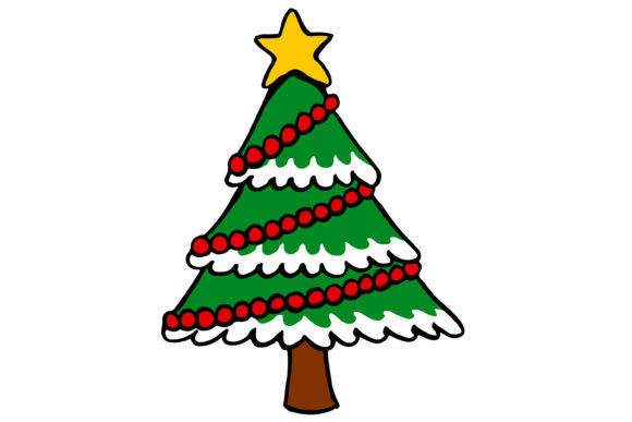 Christmas Tree Cartoon Sticker for Blog and Website Design