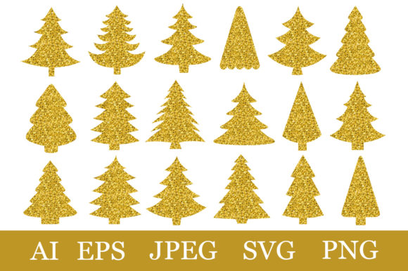 Christmas Tree Gold Glitter Graphic SVG for Branding and Packaging