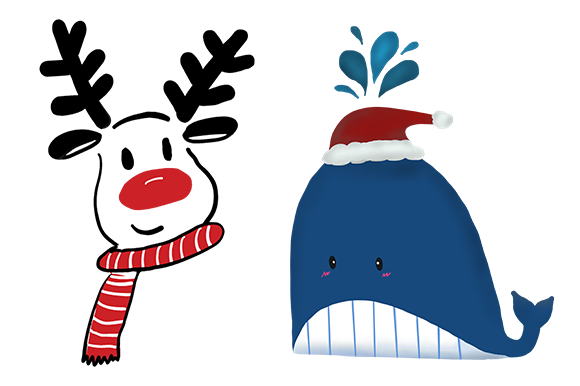 Christmas with the Deer and the Whale Illustrations