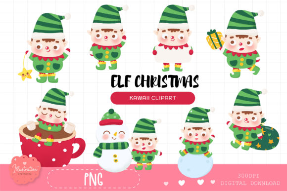 Cute Christmas Elf Clipart Santa Baby Illustrations