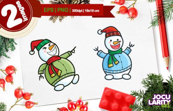 Cute Christmas Snowman Cartoon Vector Illustrations