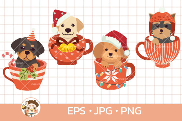 Cute Dog in Cup Illustration for Festive Branding