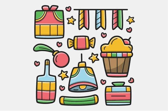 Kawaii Christmas Doodle Cartoon Illustrations