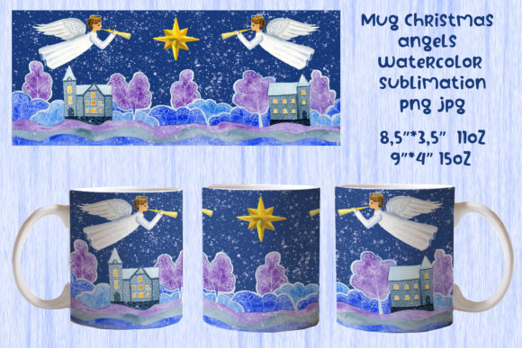 Mug Christmas Angels Sublimation Illustrations