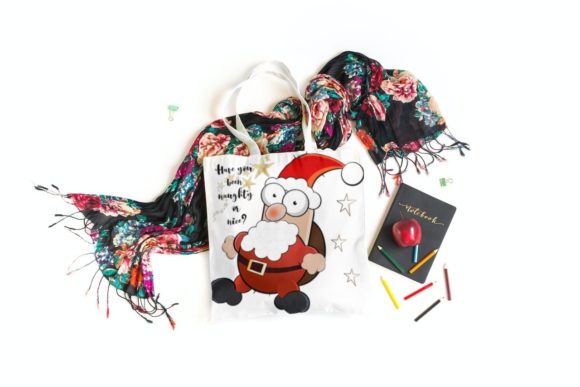 Naughty Santa Christmas Illustration for Digital Products