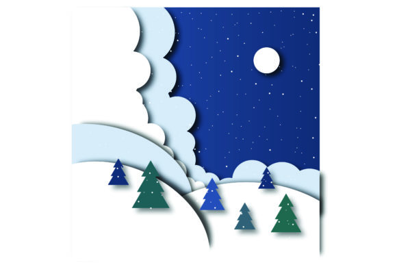 New Year Landscape with Christmas Trees Illustrations