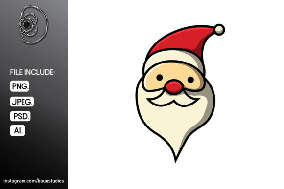 Santa Head Christmas Illustration for Branding and Marketing