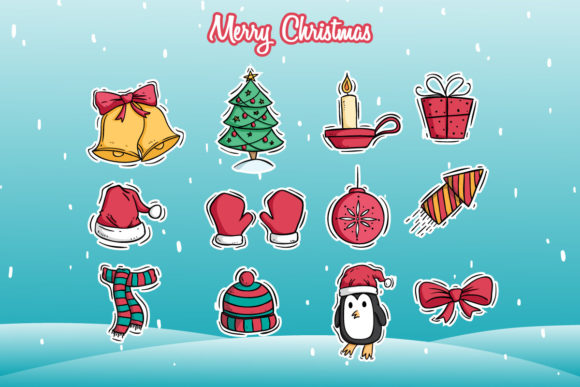 Set of Doodle Christmas Illustrations