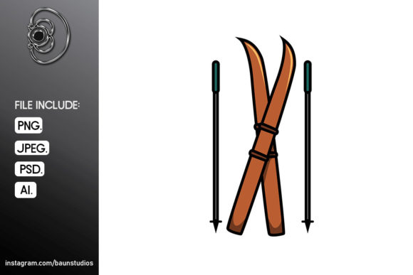 Ski Set Christmas Cartoon Illustration for Branding and Marketing