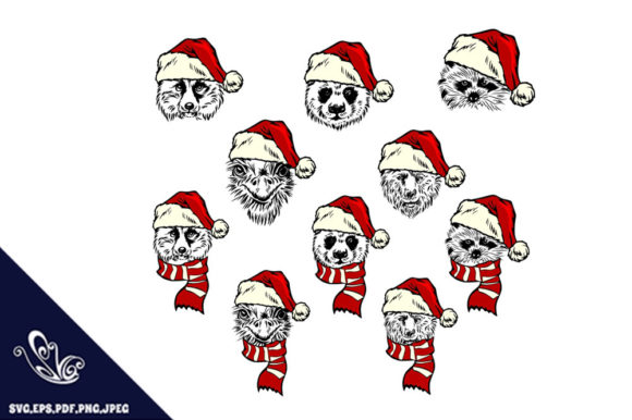 Vintage Christmas Santa Packs Illustrations