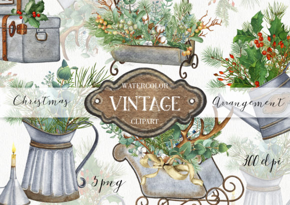 Watercolor Christmas Arrangement Clipart for Festive Illustrations