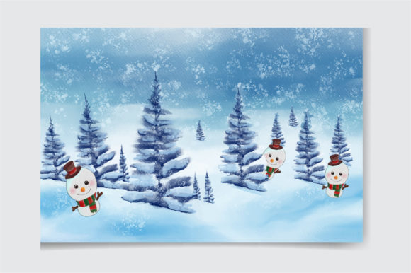 Watercolor Christmas Forest Background for Branding and Illustrations